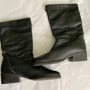 Naturalizer Real Leather Black 2” Heeled Boots 3/4